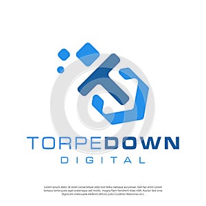 Digital torpedo vector logo for technology companies