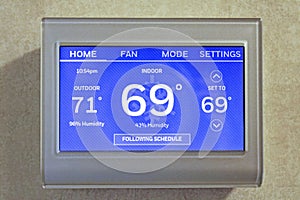 Digital touch screen thermostat for air conditioning