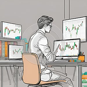 Digital Trading Journey: Exploring Cryptocurrency Candlesticks on the Laptop photo