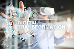 Digital transformation, Concept of digitization of business processes and modern technology.