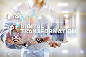 Digital transformation, Concept of digitization of business processes and modern technology.