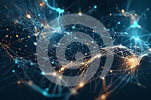 Digital transformation concept for the next-generation technology era featuring an abstract wave of moving dots and lines photo