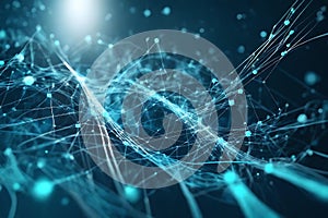 Digital transformation concept for the next-generation technology era featuring an abstract wave of moving dots and lines photo