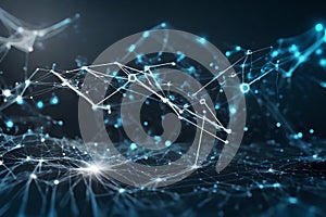 Digital transformation concept for the next-generation technology era featuring an abstract wave of moving dots and lines photo