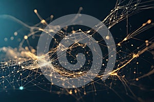 Digital transformation conceptual for the next generation technology era. Abstract wave of moving dots and lines, illustrating the photo