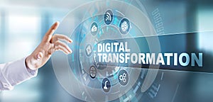 Digital transformation digitalization disruption innovation technology process automation internet concept. photo
