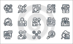 Digital transformation line icons. linear set. quality vector line set such as performance, data classification, digital services