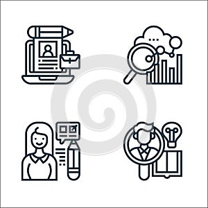 digital transformation line icons. linear set. quality vector line set such as talent search, testing, performance