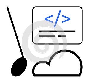 Coding and Cloud Computing Concepts with Programming Symbol and Cloud Icon
