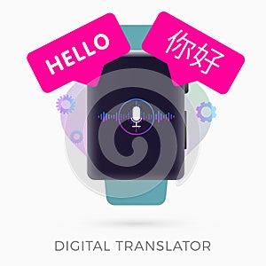 Digital translator - portable electronic device for quick translation using the online voice and sound recognition service.