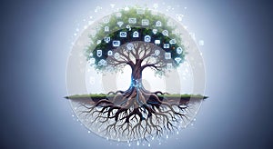 Digital tree of connection and rooted information