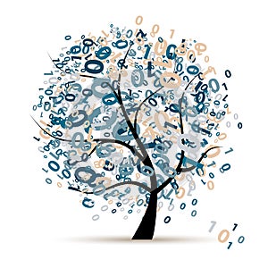 Digital tree logo colorful, code and program
