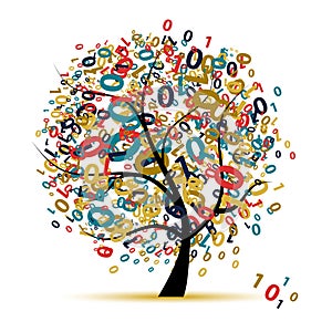 Digital tree logo colorful, code and program