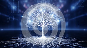 Digital Tree Network Connection Technology Abstract Backdrop