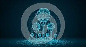 Digital Tree Network - Futuristic Binary Code Forest, AI, Data, Connection