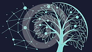 A digital tree with a neural network pattern, a tech nature concept. vector design Generative AI
