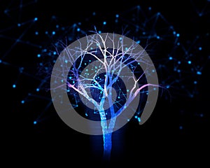Digital tree on technology background illustration