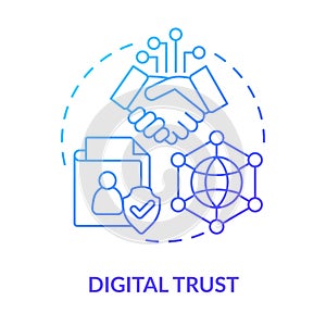 Digital trust blue gradient concept icon