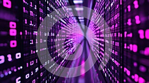 Digital Tunnel: Binary Code Data Stream