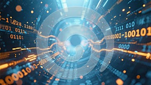 Digital tunnel with binary code and data streams