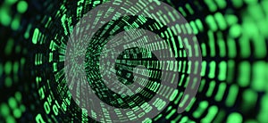 Digital tunnel of binary code representing data flow and technology concepts