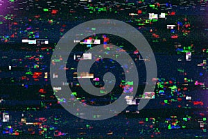 Digital tv damage, television broadcast glitch photo