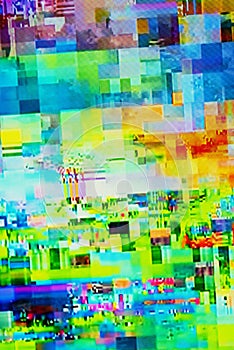 Digital TV glitch on television screen