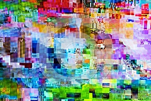 Digital TV glitch on television screen