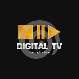 Digital TV logo Template. Media company logo or film production studio or audio-visual studio or on-line media. TV company.