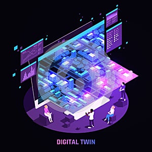 Digital Twin Technology Isometric Image