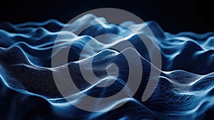 Digital undulating waves forming abstract data particles background