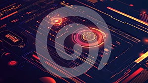 Digital user interface displaying glowing futuristic data concepts