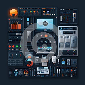 Digital User Interface Elements and Control Panels for Design Projects