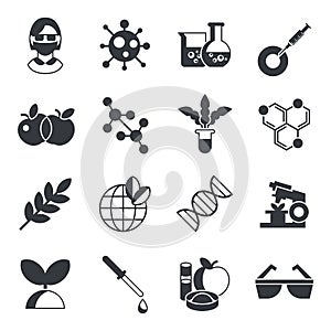 Digital vector biotechnology icons set