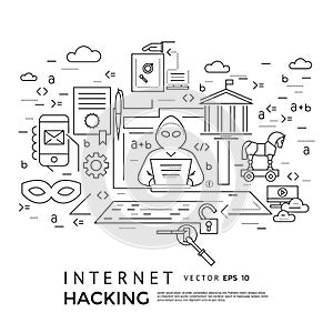 Digital vector black internet security