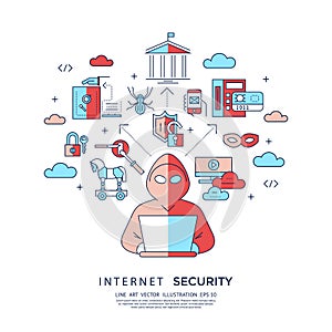 Digital vector blue internet security data