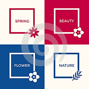 Digital vector blue red flowers