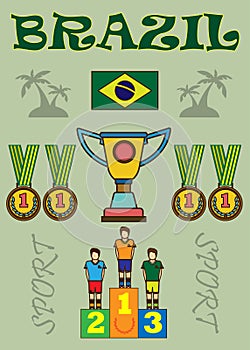 Digital vector brasil sport icons set, flag