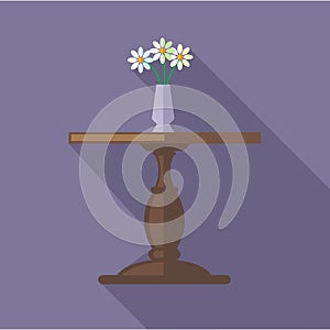 Digital vector flowers in vase on a wooden table