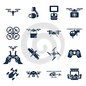 Digital vector flying drone objects color