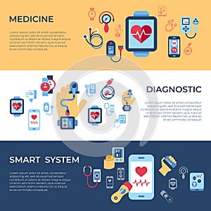 Digital vector health sensor icons set