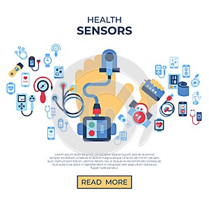 Digital vector health sensor icons set