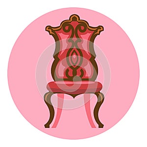 Digital vector long red and brown vintage chair