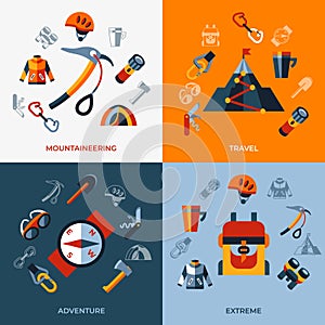 Digital vector mountaineering technology icons