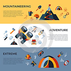 Digital vector mountaineering technology icons