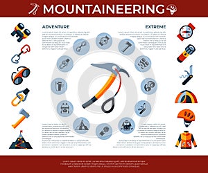 Digital vector mountaineering technology icons