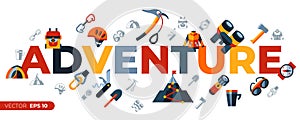 Digital vector mountaineering technology icons