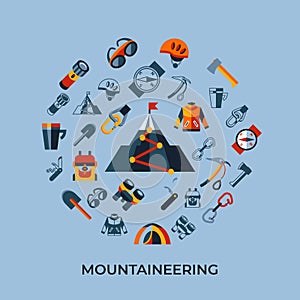 Digital vector mountaineering technology icons