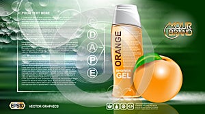Digital vector orange and green shower gel