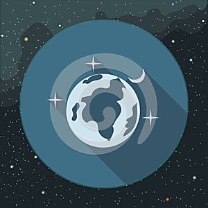 Digital vector planet earth icon with stars